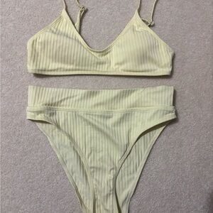 Yellow Ribbed Bikini Set